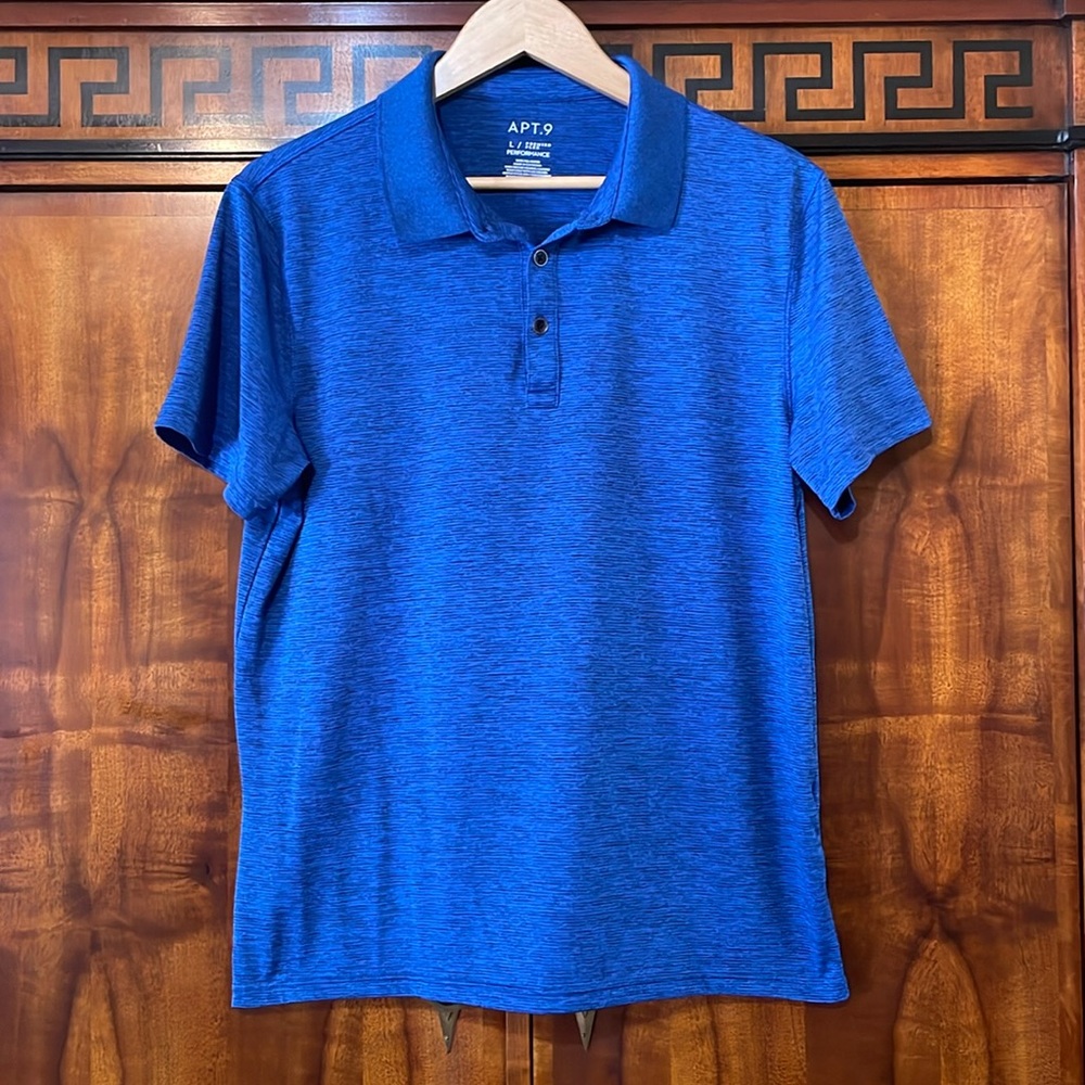APT. 9 Men's L Premier Performance Blue Polo Shirt | Minimally Worn | Flex